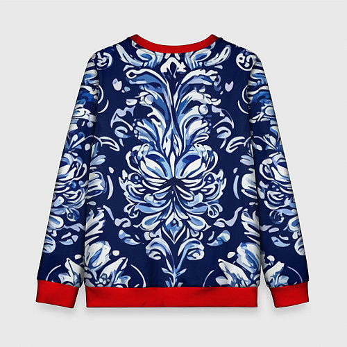 Детский свитшот Гжель русский орнамент королевский синий / 3D-Красный – фото 2