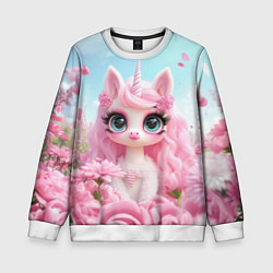 Детский свитшот Единорог в цветочном поле