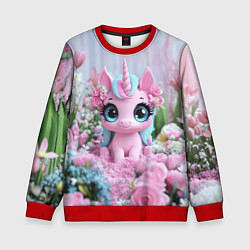 Свитшот детский Милая маленькая единорожка, цвет: 3D-красный