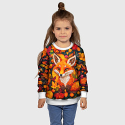 Свитшот детский Лисенок в осенних листьях, цвет: 3D-белый — фото 2