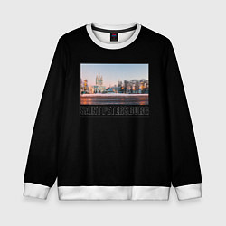 Свитшот детский Санкт-Петербург Смольный собор, цвет: 3D-белый