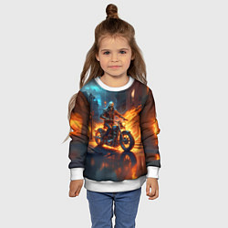 Свитшот детский Скелет байкер, цвет: 3D-белый — фото 2