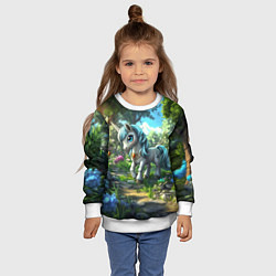 Свитшот детский Единорожка в дневном лесу, цвет: 3D-белый — фото 2