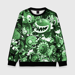 Свитшот детский Растения против зомби в зеленом цвете, цвет: 3D-черный