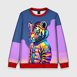 Свитшот детский Cool tiger cub - pop art, цвет: 3D-красный