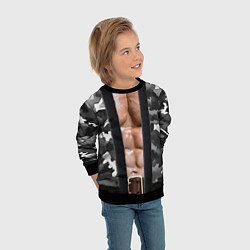 Свитшот детский Мужское накаченное тело в камуфляже, цвет: 3D-черный — фото 2