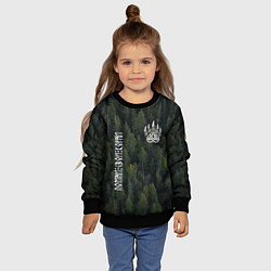 Свитшот детский Помни свои корни - лапа медведя печать Велеса, цвет: 3D-черный — фото 2