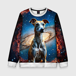 Свитшот детский Уиппет в космосе, цвет: 3D-белый