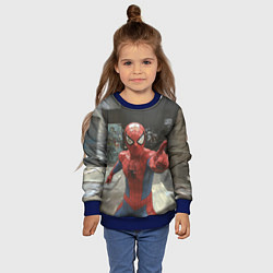 Свитшот детский Человек паук предупреждает, цвет: 3D-синий — фото 2