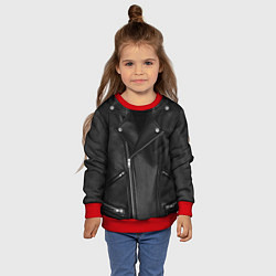 Свитшот детский Кожаная куртка косуха, цвет: 3D-красный — фото 2