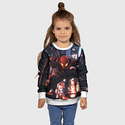 Свитшот детский Человек паук в черном, цвет: 3D-белый — фото 2