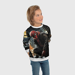 Свитшот детский Человек-паук и поздняя ночь, цвет: 3D-белый — фото 2