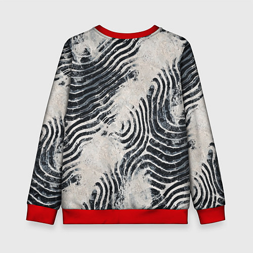 Детский свитшот Текстура гранж - абстрактные линии / 3D-Красный – фото 2