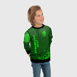 Свитшот детский Cyberpunk 2077 - green gradient вертикально, цвет: 3D-черный — фото 2