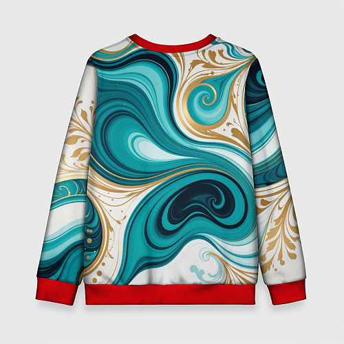 Детский свитшот Бирюза и золото / 3D-Красный – фото 2