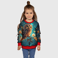 Свитшот детский Сова на фоне ночного неба, цвет: 3D-красный — фото 2