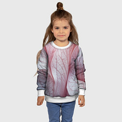Свитшот детский Розовые листья, цвет: 3D-белый — фото 2