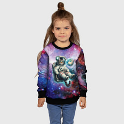 Свитшот детский Brave cat in space - ai art, цвет: 3D-черный — фото 2