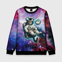 Свитшот детский Brave cat in space - ai art, цвет: 3D-черный