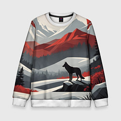 Свитшот детский Лиса и красные горы, цвет: 3D-белый