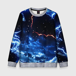 Свитшот детский Звезды и молнии в разломе плит, цвет: 3D-меланж