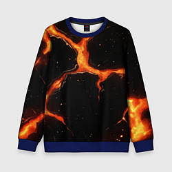 Детский свитшот Оранжевый разлом на черной текстуре