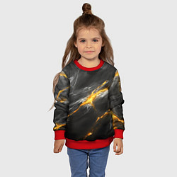 Свитшот детский Серая текстура с золотым разломом, цвет: 3D-красный — фото 2