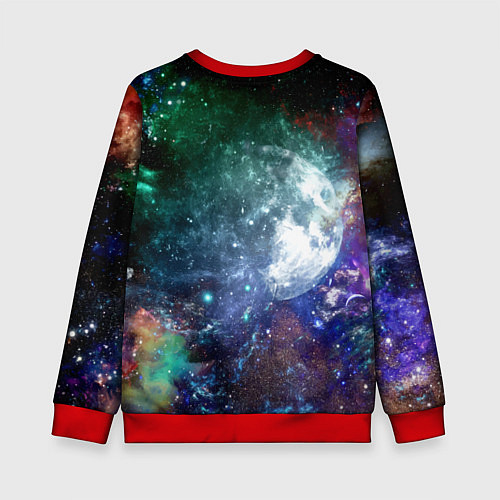 Детский свитшот Котик бравый космонавт - неон / 3D-Красный – фото 2