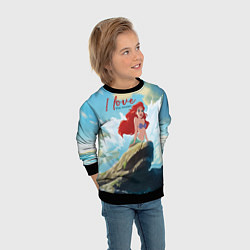 Свитшот детский Ariel I love the ocean - русалка - beautiful big p, цвет: 3D-черный — фото 2