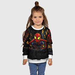 Свитшот детский Маленький человек-паук с желтыми глазами, цвет: 3D-белый — фото 2