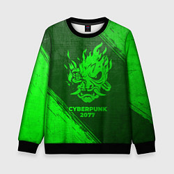 Свитшот детский Cyberpunk 2077 - green gradient, цвет: 3D-черный