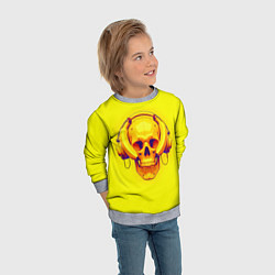 Свитшот детский Yellow bananas skull - cyberpunk, цвет: 3D-меланж — фото 2