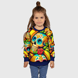 Свитшот детский Colorfull skulls and bananas - pop art pattern, цвет: 3D-синий — фото 2