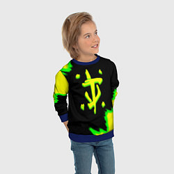 Свитшот детский Doom огненное лого краски, цвет: 3D-синий — фото 2