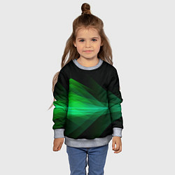 Свитшот детский Неоновая зеленая абстракция на черном фоне, цвет: 3D-меланж — фото 2