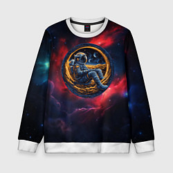 Свитшот детский Космонавт сидит в луне, цвет: 3D-белый