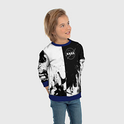 Свитшот детский Nasa черно белый огонь, цвет: 3D-синий — фото 2