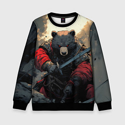Свитшот детский Медведь самурай, цвет: 3D-черный