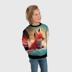 Свитшот детский Милый лисенок спит на облаке, цвет: 3D-черный — фото 2