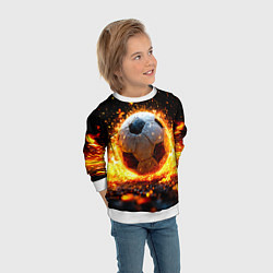 Свитшот детский Футбольный мяч в огне, цвет: 3D-белый — фото 2