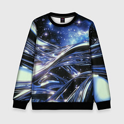 Свитшот детский Закрученные линии и звезды - космическая абстракци, цвет: 3D-черный