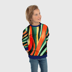 Свитшот детский Тропическая жаркая абстракция, цвет: 3D-синий — фото 2