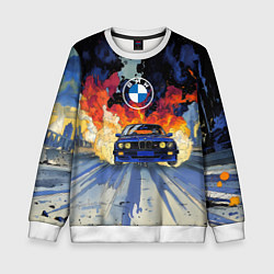 Детский свитшот Синяя БМВ за огнем