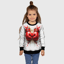 Свитшот детский Красные бойцовские перчатки на белом, цвет: 3D-черный — фото 2