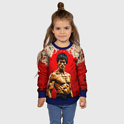 Свитшот детский Брюс Ли на красном, цвет: 3D-синий — фото 2