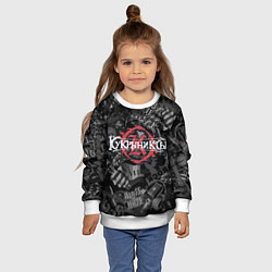 Свитшот детский Кукрыниксы логотип на фоне гитар, цвет: 3D-белый — фото 2