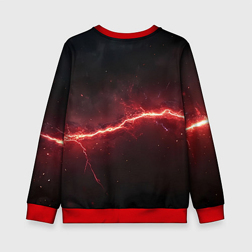 Детский свитшот Красная линия - молния / 3D-Красный – фото 2