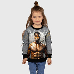 Свитшот детский Мухаммед Али на сером, цвет: 3D-черный — фото 2
