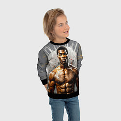 Свитшот детский Мухаммед Али на сером, цвет: 3D-черный — фото 2