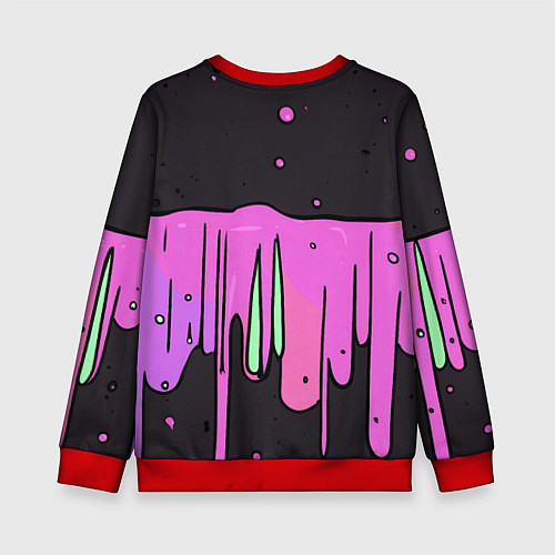 Детский свитшот Фиолетовая текстура на черном фоне / 3D-Красный – фото 2